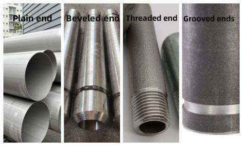 Plain, Beveled, Threaded and Grooved Pipe Ends Comparison Display 