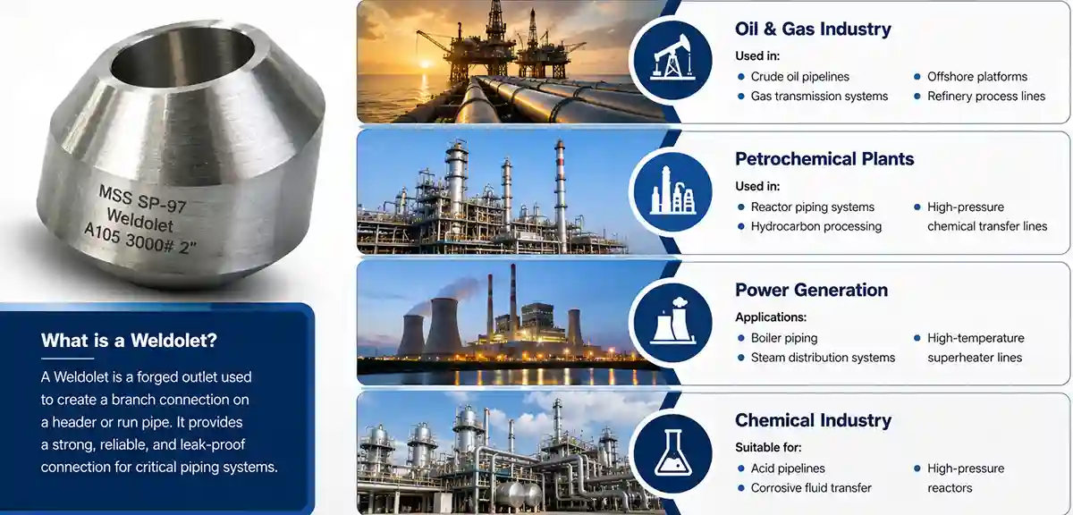 MSS SP-97 Weldolet Applications: Oil & Gas Industry Petrochemical Plants Power Generation Chemical Industry MSS SP-97 Weldolet Applications: Oil & Gas Industry Petrochemical Plants Power Generation Chemical Industry